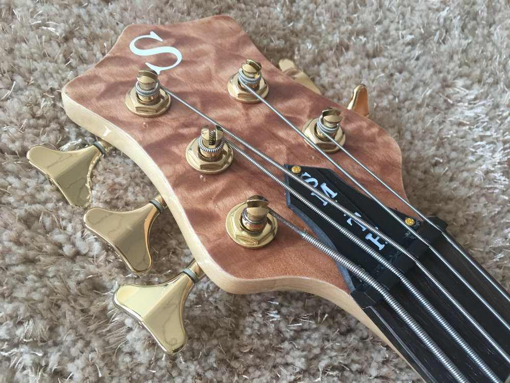 Custom bass guitar Ken smith bass 5 string Neck through body Golden hardwares Wilkson bridges original Dot inlay and act