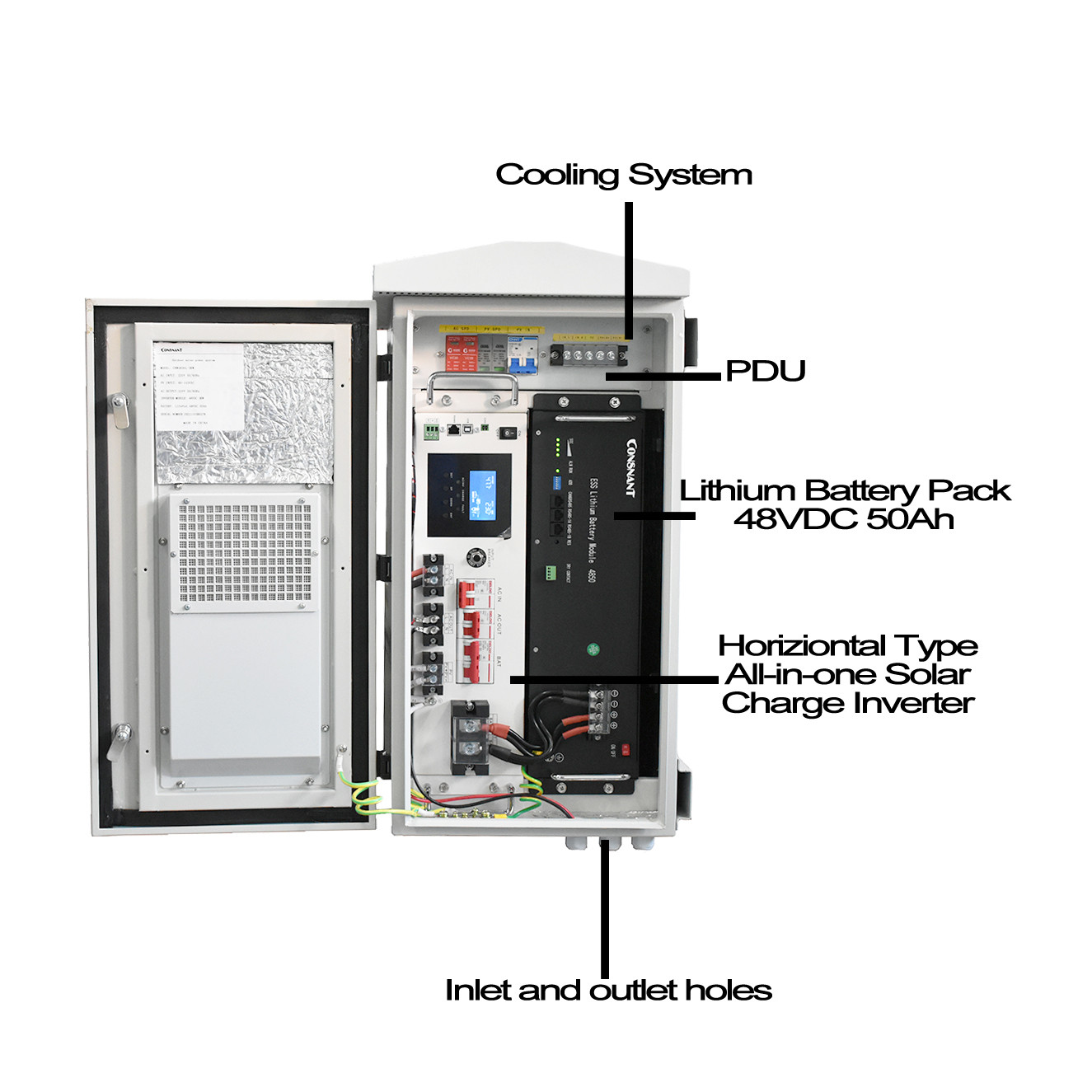 Simple Waterproof Electric Cabinet Outdoor Solar Power UPS System 3-5KW