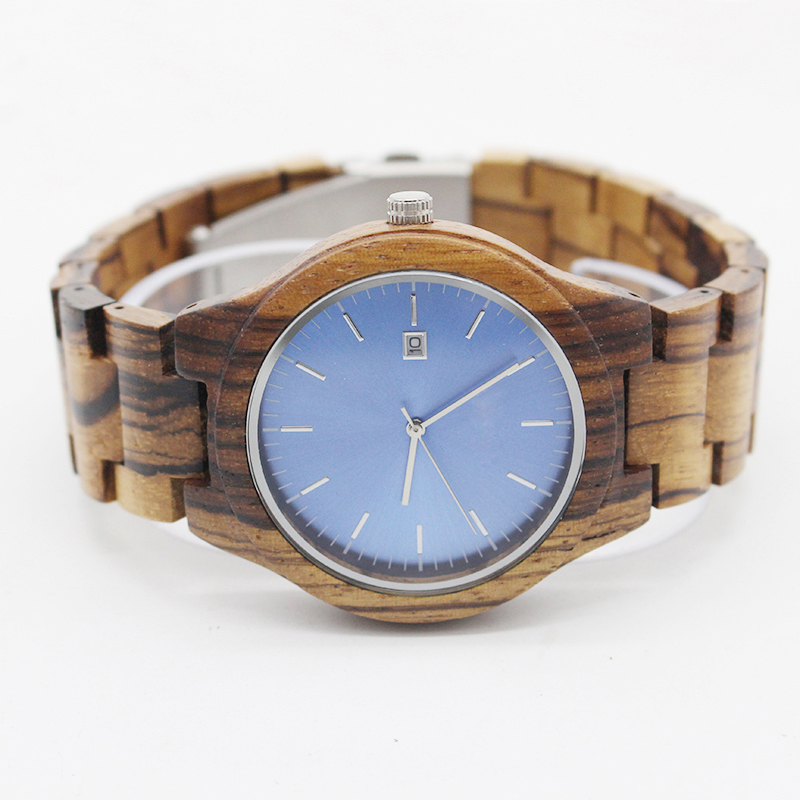 Japan calendar quartz movement fashion zebra wood wahches with your logo