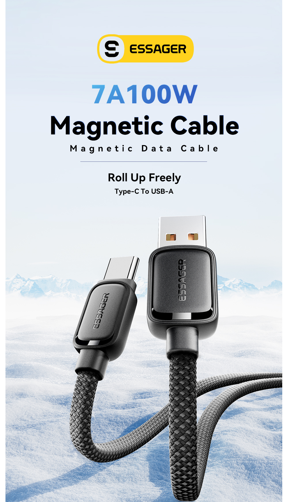 USB A To USB C Magnetic Cables Fast Charging 100W ES-X56 Series