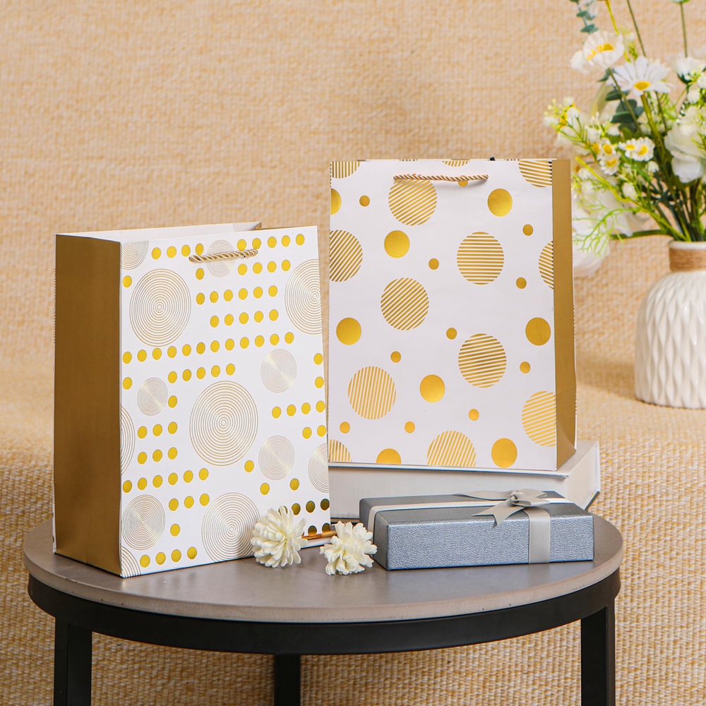 Custom Color Accepted Gold Foil Logo Gift Craft Shopping Paper Hand Bag With Handle