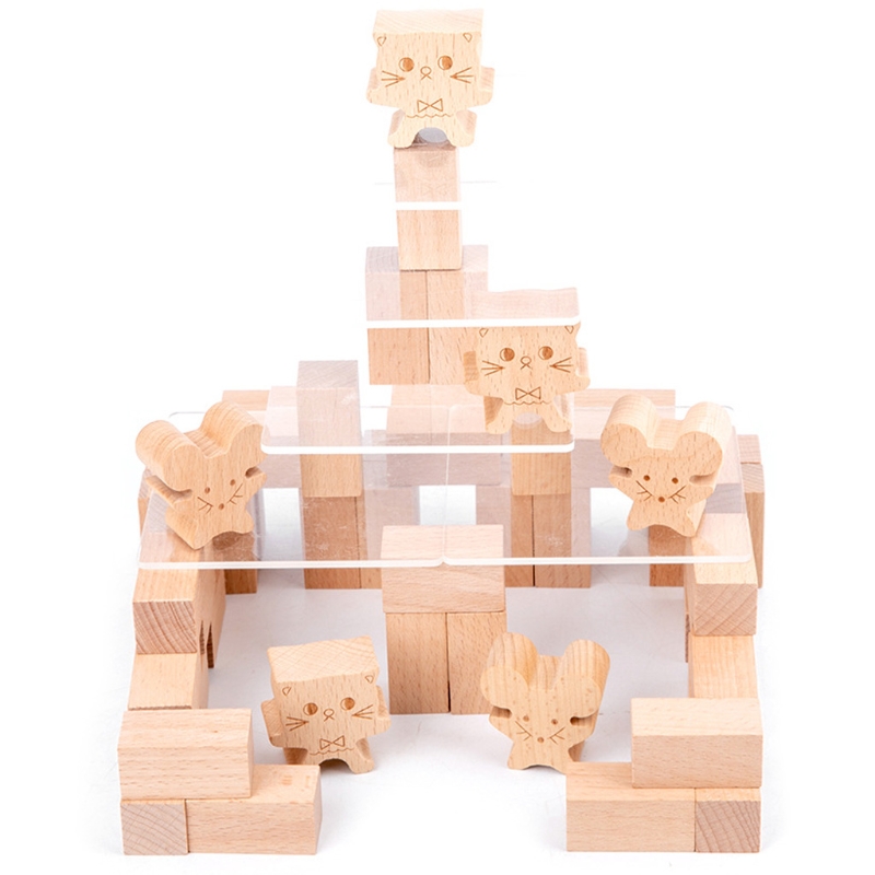 Children'S Stacked Solid Pine Wooden Building Block