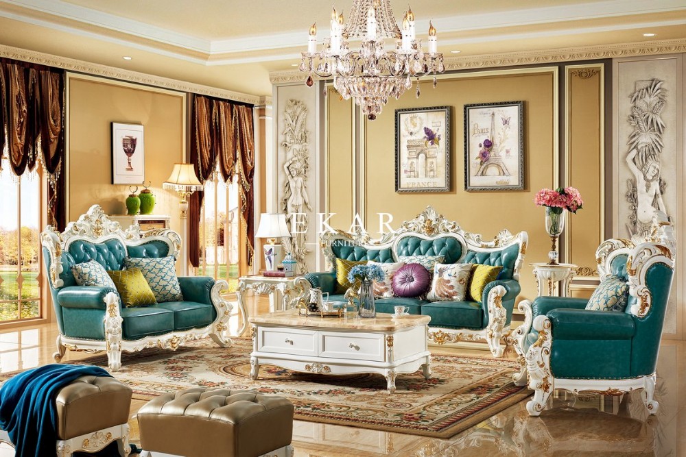 Antique Luxury Classic European Furniture Living Room Sofa Set