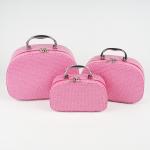 Pink PU Leather Makeup Cosmetic Case With Mirror