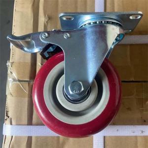 Wholesale 4 Inch Red Polyurethane Caster Wheels With Total Lock Medium Duty OEM China from china suppliers