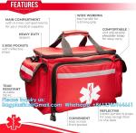 Professional Red Empty Trauma First Aid Medical Bag, 15"X10"X9", Multi