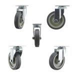 5" Flat Tread Gray PP Core Medium Duty Casters Zinc Painted Bracket