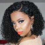 Double Weft Full Lace Human Hair Wigs For Black Women / 180% Density Jerry Curly