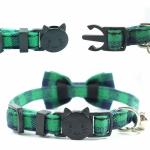 Breakaway Bow Tie Cat Collar With Bell Plaid Design Adjustable Safety
