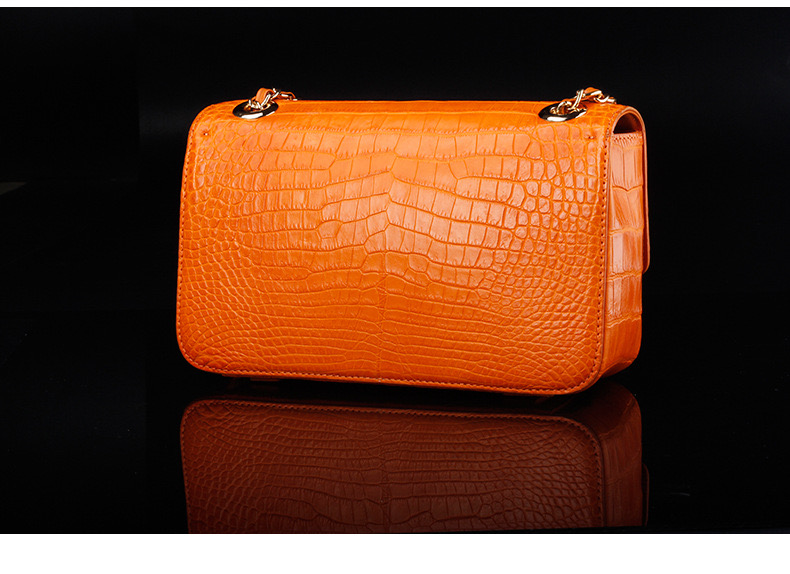 Luxury Genuine Crocodile Belly Skin Gold Hardware Lady Evening Flap Purse Alligator Leather Women Single Shoulder Bag