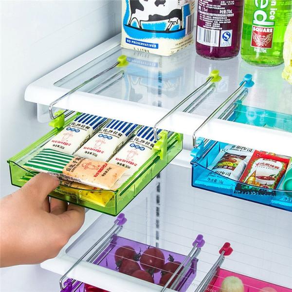 Fridge Organizer Space Saver Shelf Plastic Refrigerator Storage Box Freezer