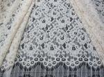 Eyelash Corded Lace Fabric White Floral / Nylon Rayon Heavy Lace Material