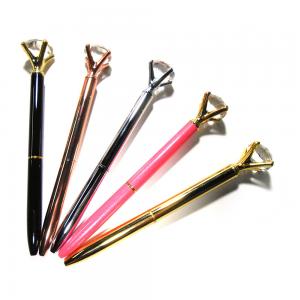 China Retarctable Stainless Steel Ballpoint Pen , Laser Logo Diamond Gel Pen on sale