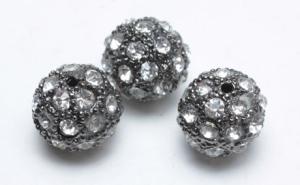 Wholesale Clear Crystal Pave Gun Black Plated Alloy Beads 12mm Pave Crystal Ball Beads AL13513 from china suppliers