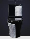 Luxury Ceramic Washdown Round One Piece Toilet Black Sliver Colored