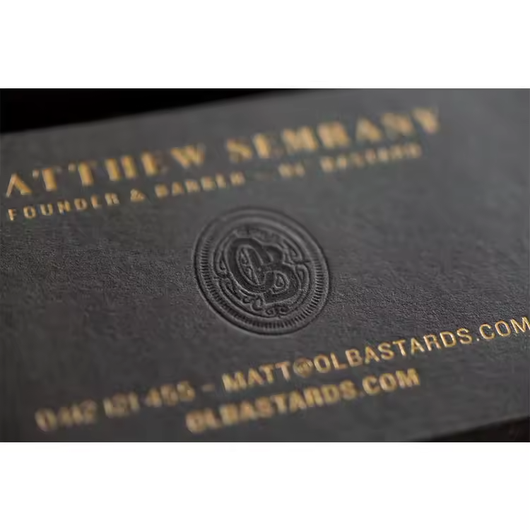 Wedding Gold Foil Business Card Printing Embossed Hard Paper Elegant Thanks Greeting Card