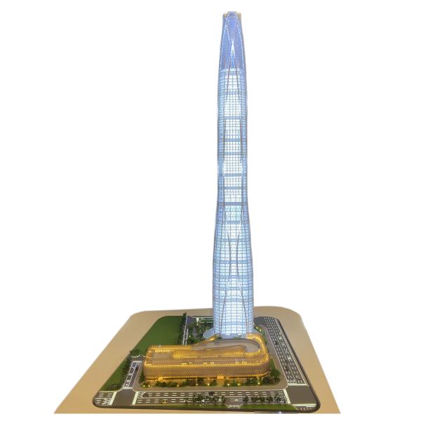1:100 Commercial Tower Model Architectural High Precision With Lighting Display