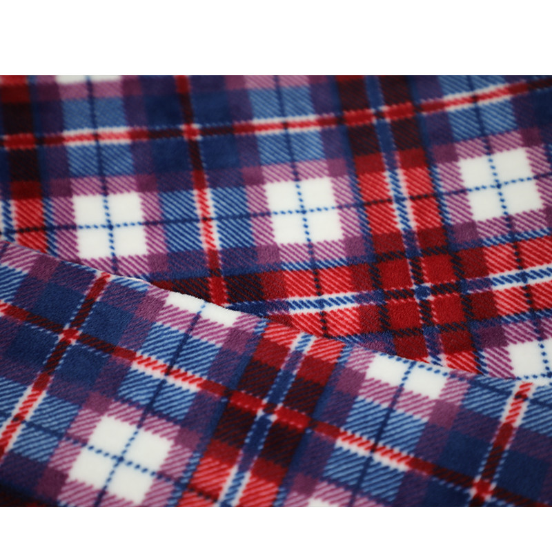 Plaid Printed 280gsm Micro Fleece Fabric For Garment Scarf