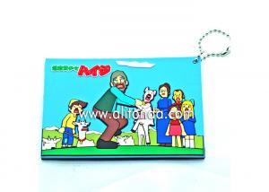 China Blue red pvc cartoon card holder with ball chains for bank card business card on sale