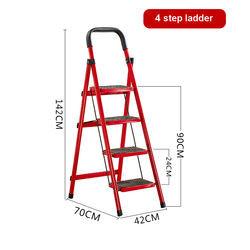 China Carbon Folding Step Ladder Red 4 Steps Aluminium Ladder on sale