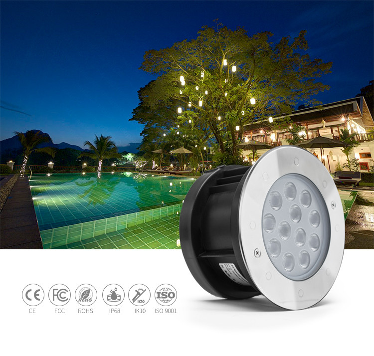 9W Recessed Underwater Light , Stainless Steel Color Changing Led Pool Lights