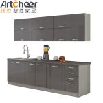 French Style Kitchen Cupboard with Radius Beveled Edge Countertop and Melamine