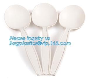 Wholesale 6 inches plastic biodegradable corn starch material spoon PLA dessert spoon,OEM Eco-friendly corn starch Disposable plas from china suppliers