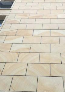 Wholesale Wooden vein Sandstone natural sawn cut bushhammered honed tile slabs from china suppliers