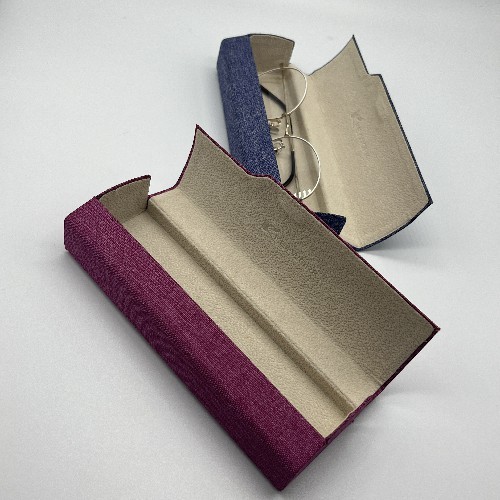 Lycra Cuboid Purple Foldable Sunglasses Case Fasionable Customized Logo