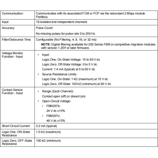 Foxboro FBM207 Voltage Monitor / Contact Sense Input Modules Supports 16 Discrete Input Signals