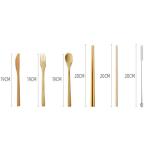 Portable Bamboo Travel Cutlery Set Chopsticks Spoon Straw Six Piece Cloth Bag
