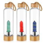 18oz 550ml Quartz Crystal Water Infuser Bottle with Bamboo Lid