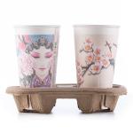 Disposable Take Away Coffee Cup Carrier Paper Pulp For 2 Cups 4 Cups Stable