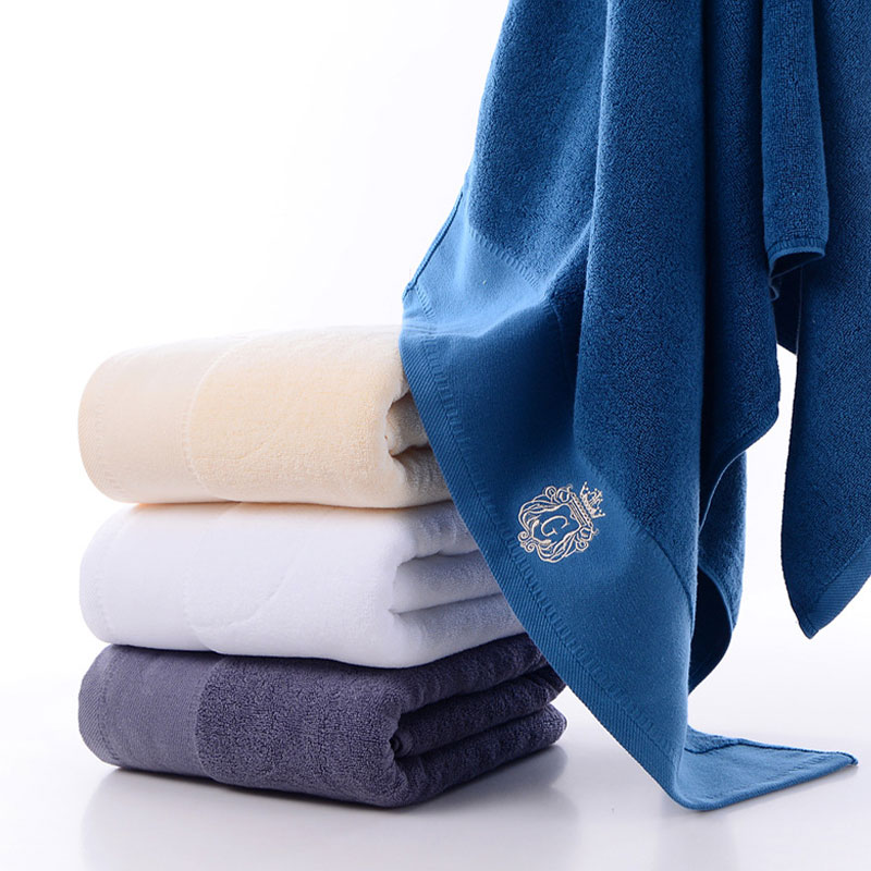 Custom Logo Embroidery White Cotton Towels Pure Cotton Soft Absorbent Towel for Hotel