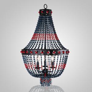 Wholesale Blue aged wood beaded chandelier for home decoration（WH-CI-18) from china suppliers