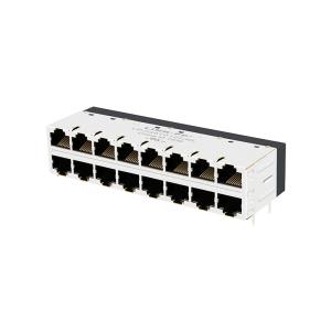 Wholesale JT5-2853NL Side Entry Magnetic RJ45 Jack Lead Free 2x8 With Integrated Magnetics from china suppliers