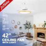 Metal Acrylic 42 Inch Ceiling Fan Light with Pure Copper Motor and Remote