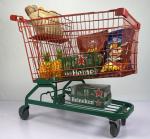 210L German Type Warehouse Shopping Trolley Cart Red And Green With 5 Inch PU