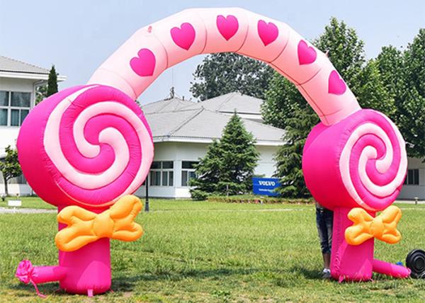 Pink Children'S Birthday Party Decoration Inflatable Candy Floss Arch For