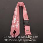 Pink Nylon lanyard for ID badge holder, nylon neck ribbon with detachable buckle