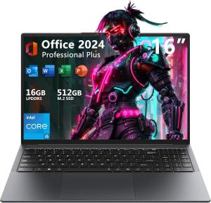Wholesale 16&quot; Windows Laptop Computer 16GB RAM 512GB SSD MS Office 2024 Intel Core I5 Laptop from china suppliers