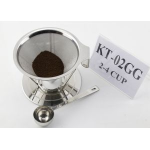 China Paperless Stainless Steel Pour Over Cone Dripper , Metal Coffee Filter Cone on sale
