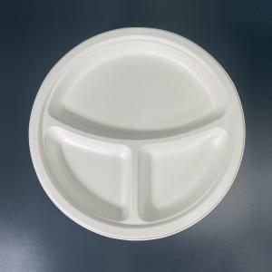 Wholesale White 3 Compartment Bagasse Tray Original Color Dinner Sugarcane Bagasse Pulp 10 Inch Round Plates from china suppliers