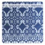 Beautiful Deep Blue Geometric Cotton Nylon Stretch Lace Fabric / Lace Curtain