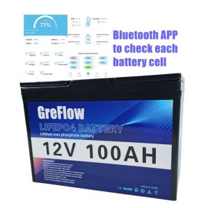 Wholesale Smart BMS 12 Volt Lifepo4 Battery 12v 100ah Solar Monitor Via Phone APP from china suppliers