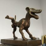 Small Cast Bronze Dog Sculpture Cartoon Style Brass Animal Statues