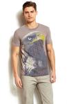 Summer Cotton Mens Casual Tops , Brown Jersey Round Neck T Shirts