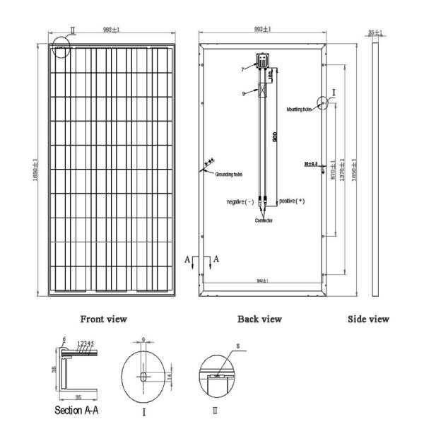 260W 30V Polycrystalline Solar Panel / Polycrystalline Pv Module 19.0kg