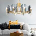 E14*10 Curved Mirror 850*600mm / 620*600mm Crystal Glass Pendant Light