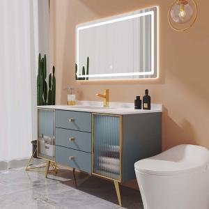 China Ceramic Integrated Basin Sink Bathroom Vanity Rectangle With Mirror on sale